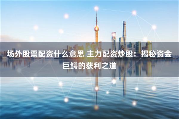 场外股票配资什么意思 主力配资炒股：揭秘资金巨鳄的获利之道